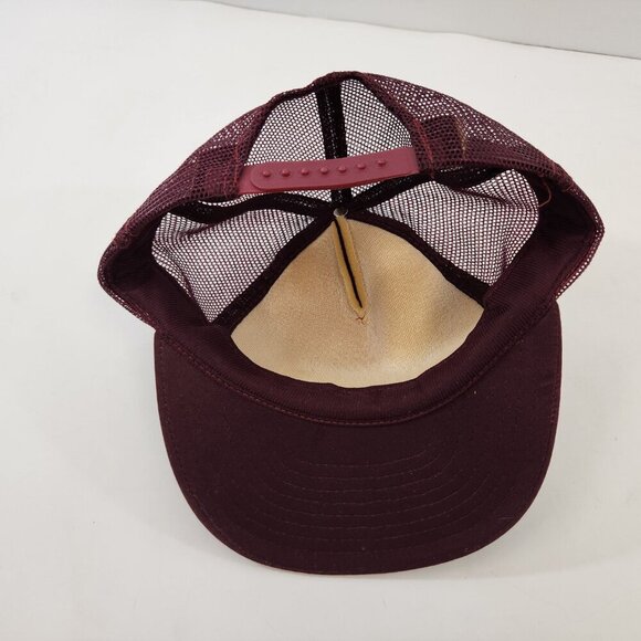 Mr Build Vintage Trucker Hat Mesh Burgundy 1980s - Picture 7 of 8